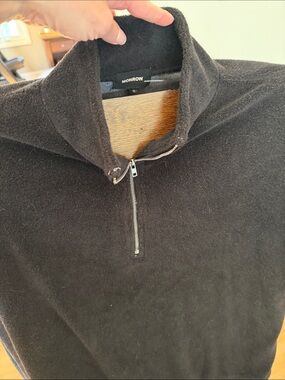 Monrow Super Soft NWT  Black Zip-Up Mock Neck SweaterSize Small